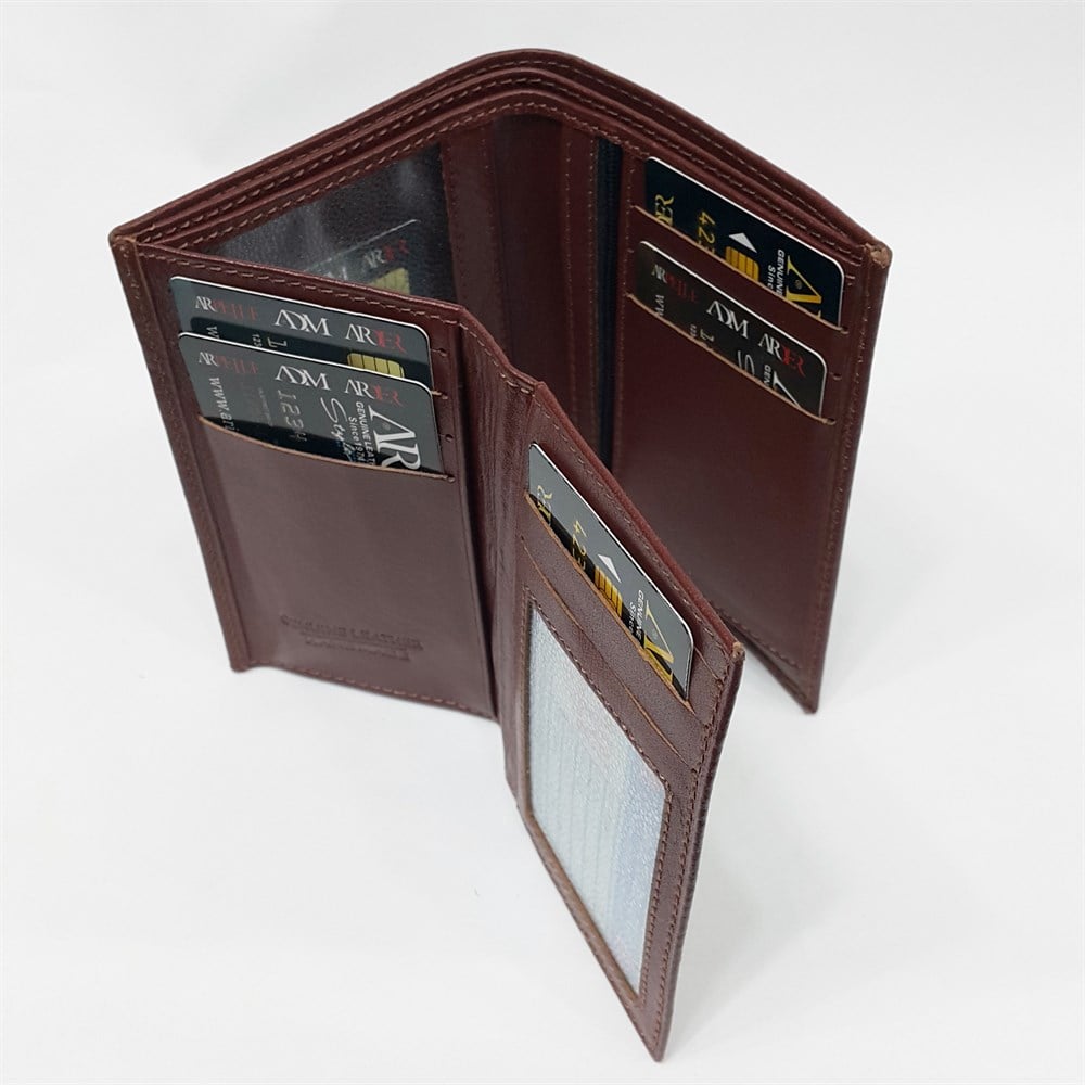 Siyah-Taba-Kahve Renkte Kartlık, Kimlik Ve Açılan İç Bölmeli Deri Cüzdan