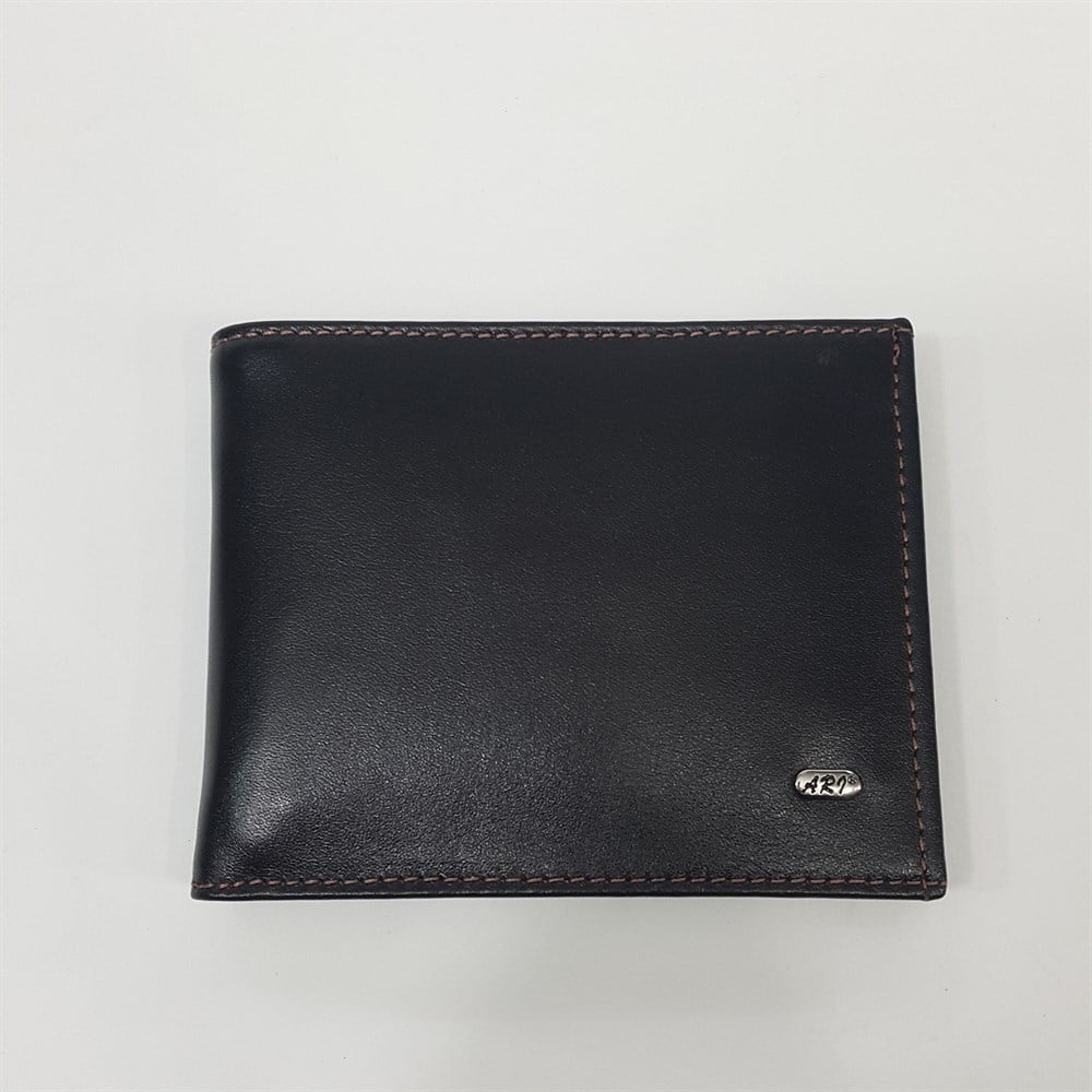 Siyah-Taba-Kahve Renkte Kartlık, Kimlik Ve Bozuk Para Bölmeli Yatay Bölmeli Deri Cüzdan