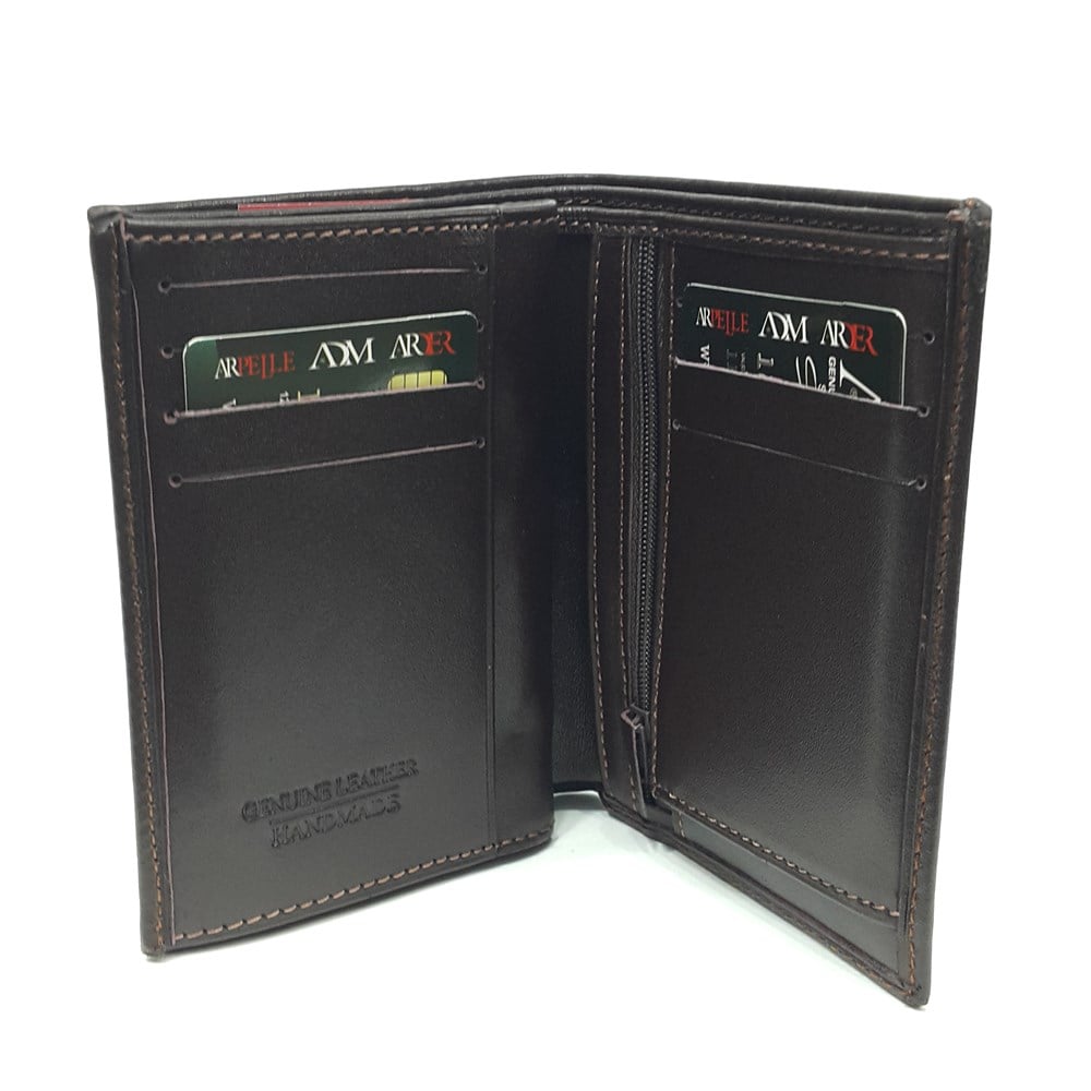 Siyah-Taba-Kahve Renkte Kartlık, Kimlik Ve Açılan İç Bölmeli Deri Cüzdan