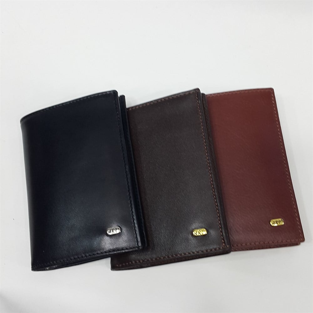 Siyah-Taba-Kahve Renkte Kartlık, Kimlik Ve Açılan İç Bölmeli Deri Cüzdan