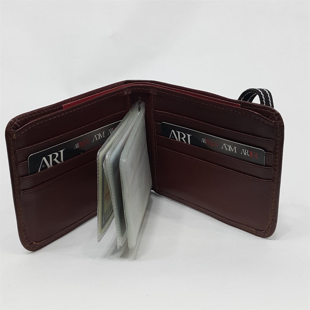 Siyah-Taba-Kahve Renkte Yatay Model Hakiki Deri Lastik Tasarım Kartlık