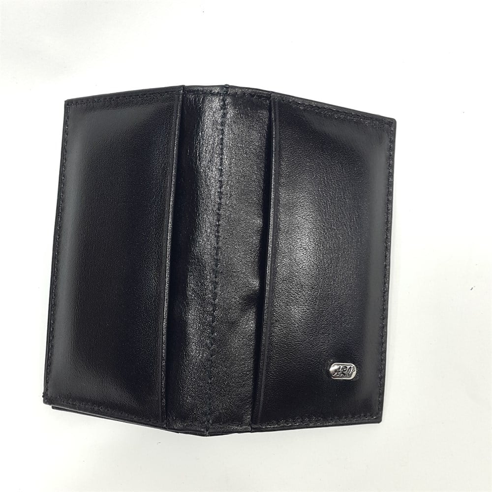 Siyah-Taba-Kahve Renkte Yatay Model Hakiki Deri Sade Tasarım Kartlık