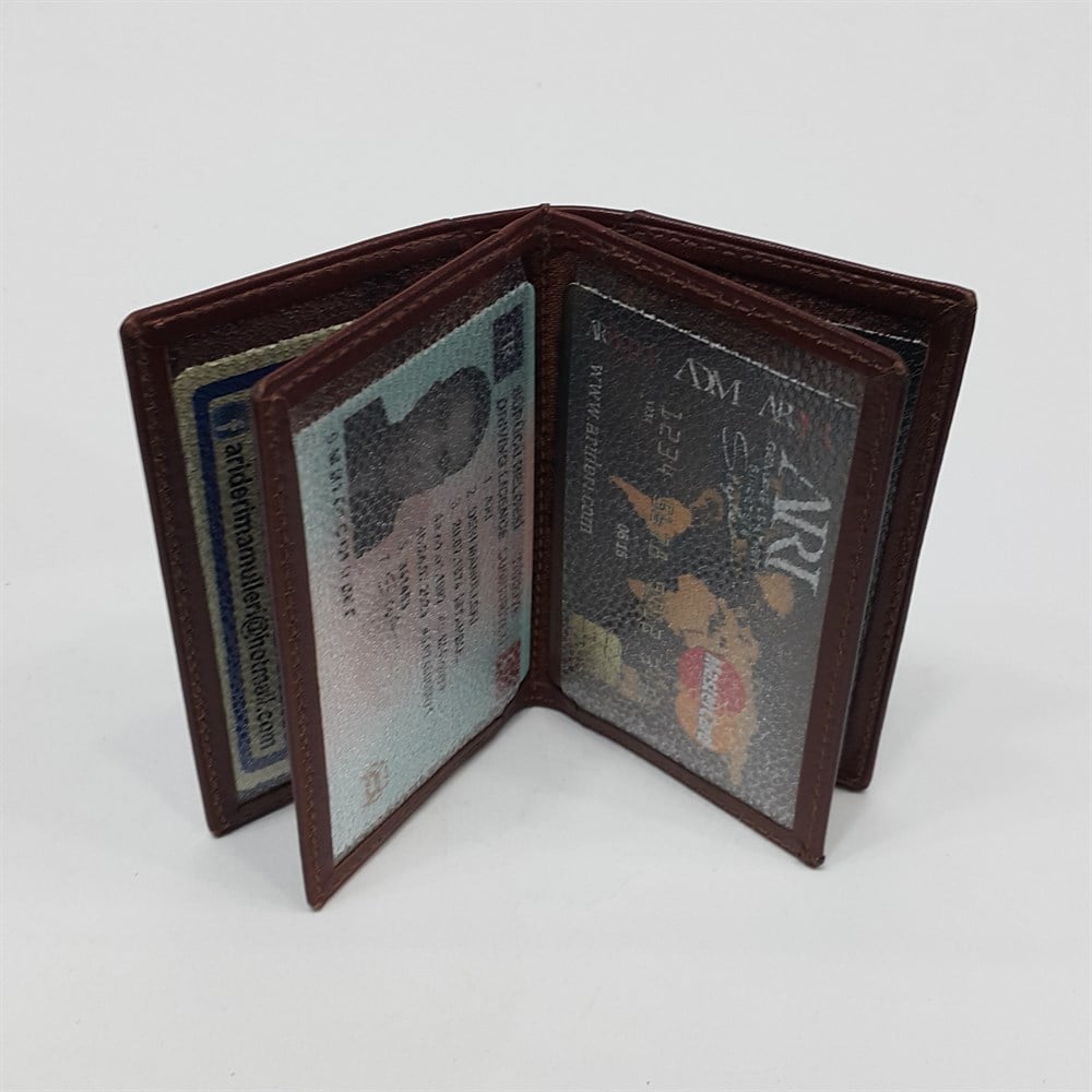 Siyah-Taba-Kahve Renkte Yatay Model Hakiki Deri Sade Tasarım Kartlık