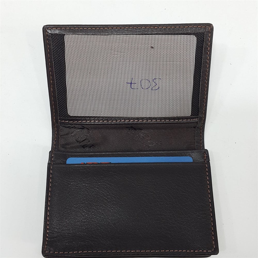 Siyah-Taba-Kahve Renkte Yatay Model Hakiki Deri Kapaklı Kartlık