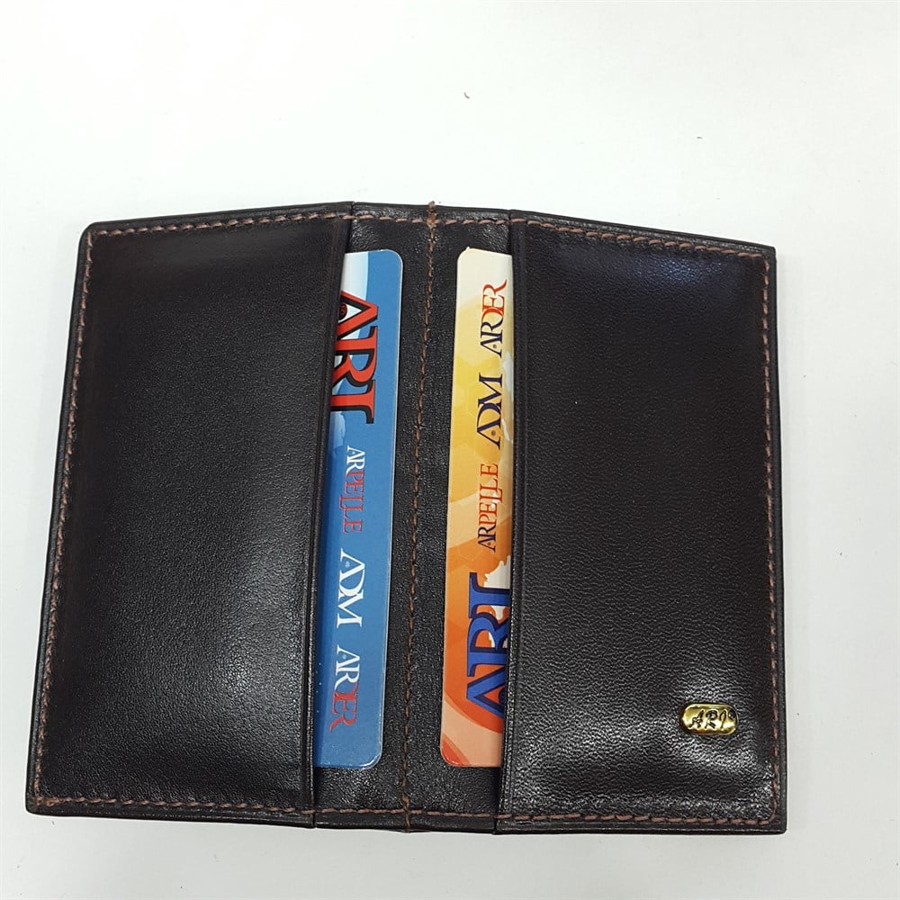 Siyah-Taba-Kahve Renkte Yatay Model Hakiki Deri Sade Tasarım Kartlık