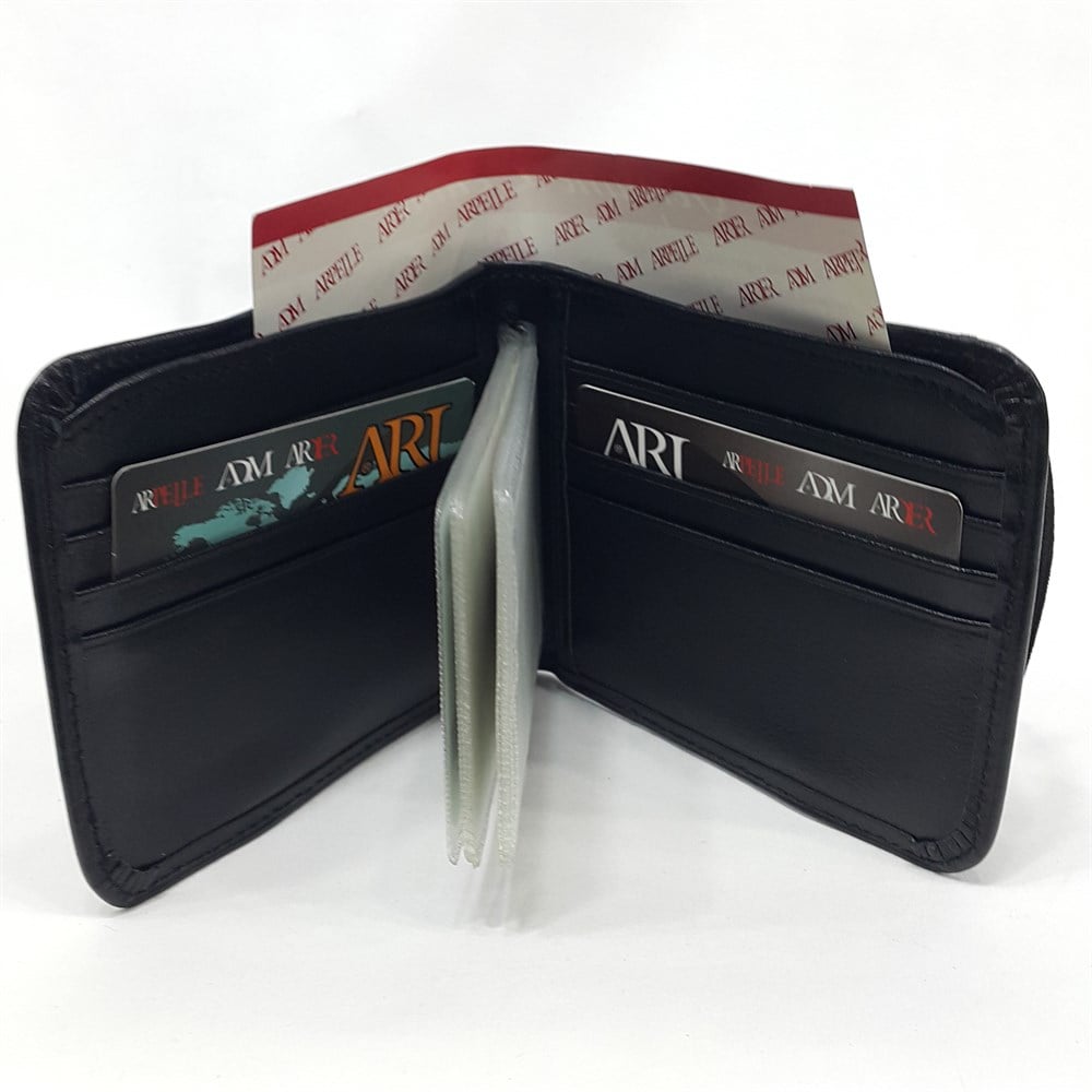 Siyah-Taba-Kahve Renkte Yatay Model Hakiki Deri Lastik Tasarım Kartlık