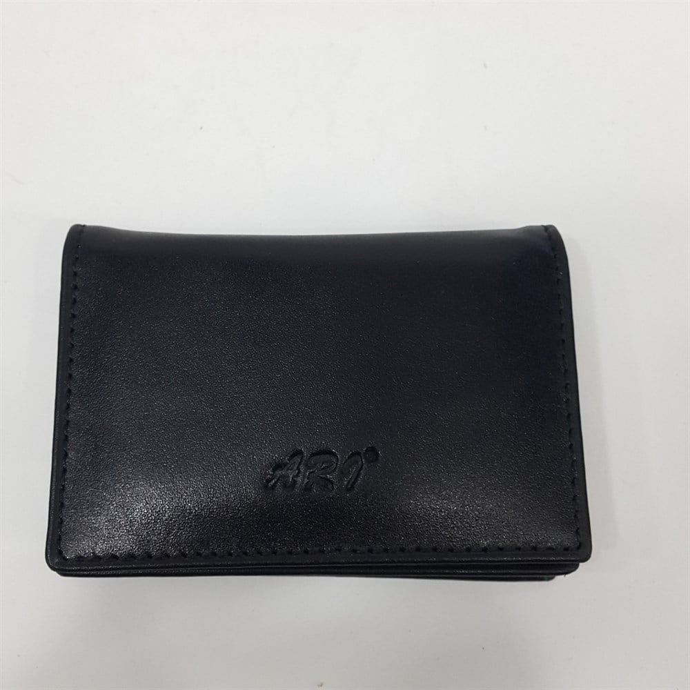 Siyah-Taba-Kahve Renkte Yatay Model Hakiki Deri Kapaklı Kartlık