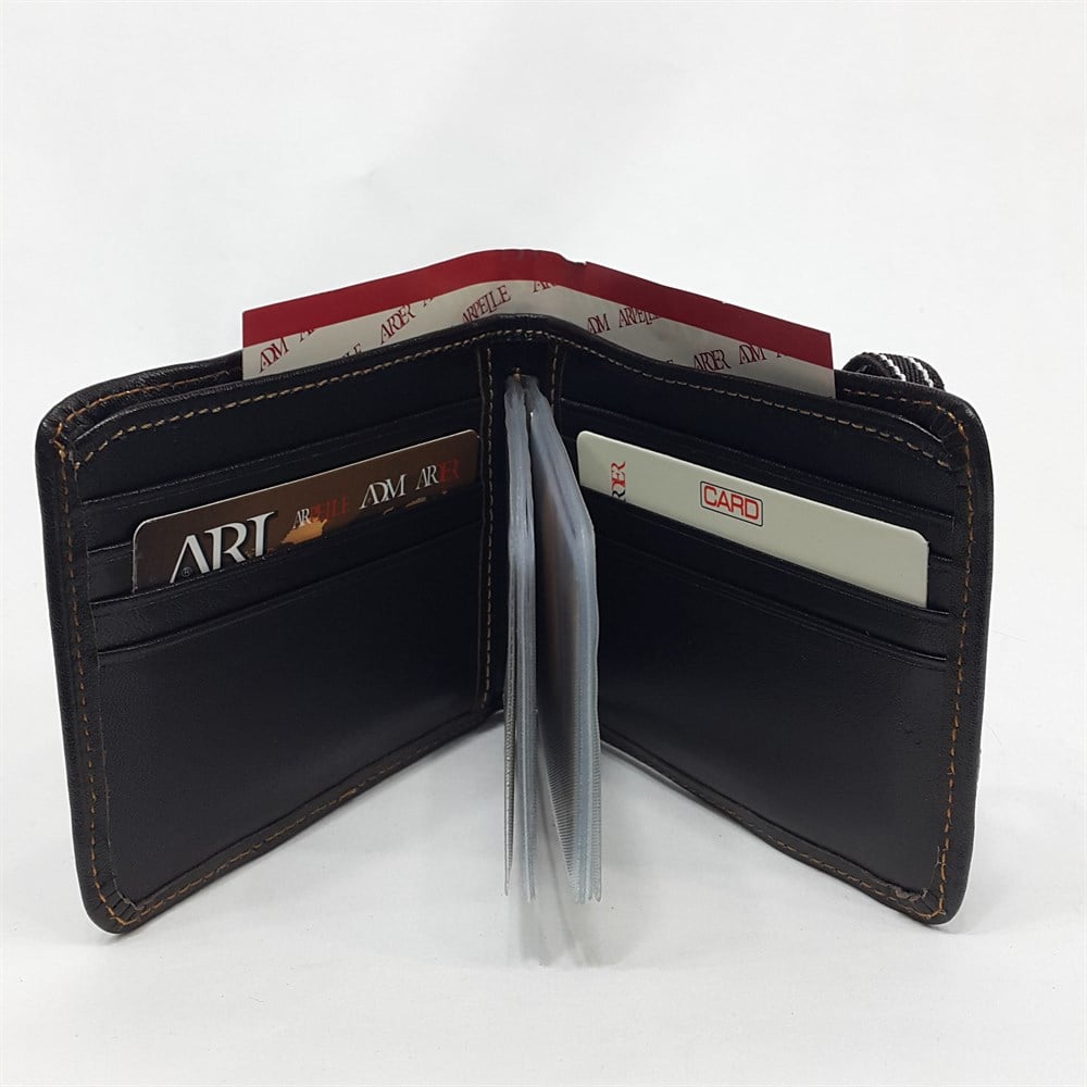 Siyah-Taba-Kahve Renkte Yatay Model Hakiki Deri Lastik Tasarım Kartlık