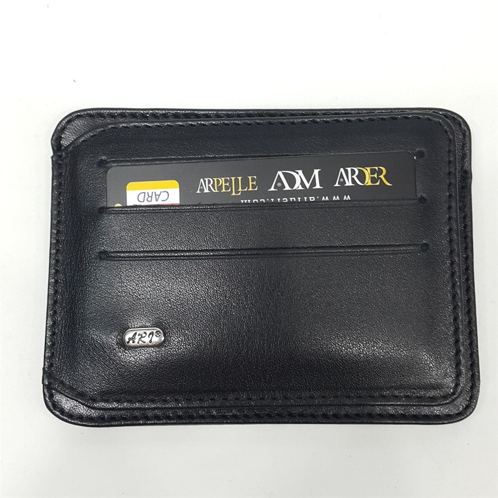 Siyah-Taba-Kahve Renkte Yatay Model Hakiki Deri Mıknatıslı Kartlık