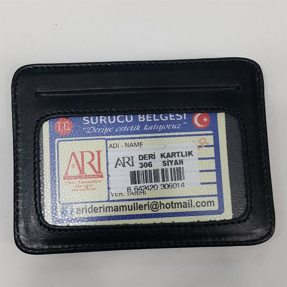 Siyah-Taba-Kahve Renkte Yatay Model Hakiki Deri Mıknatıslı Kartlık