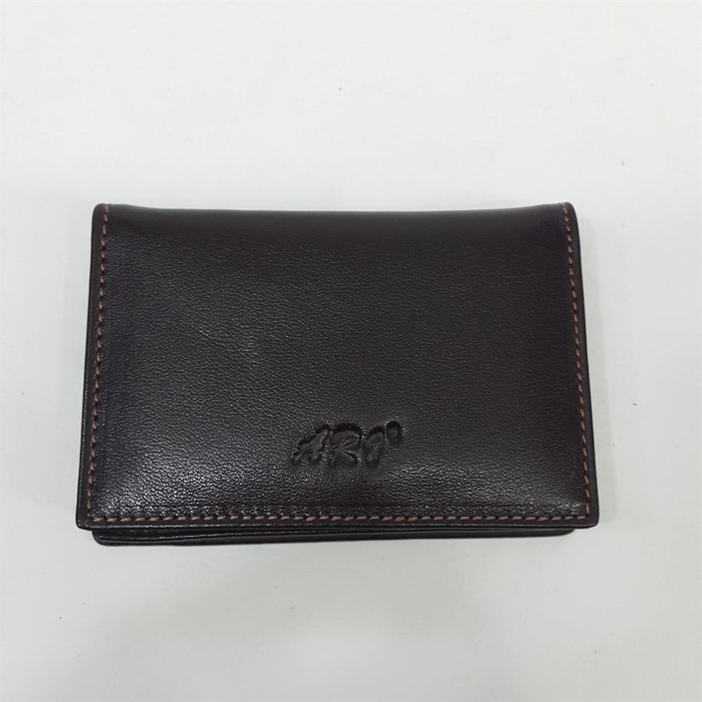 Siyah-Taba-Kahve Renkte Yatay Model Hakiki Deri Kapaklı Kartlık