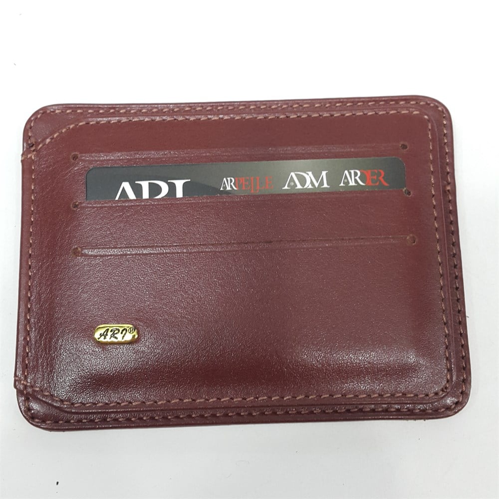 Siyah-Taba-Kahve Renkte Yatay Model Hakiki Deri Mıknatıslı Kartlık