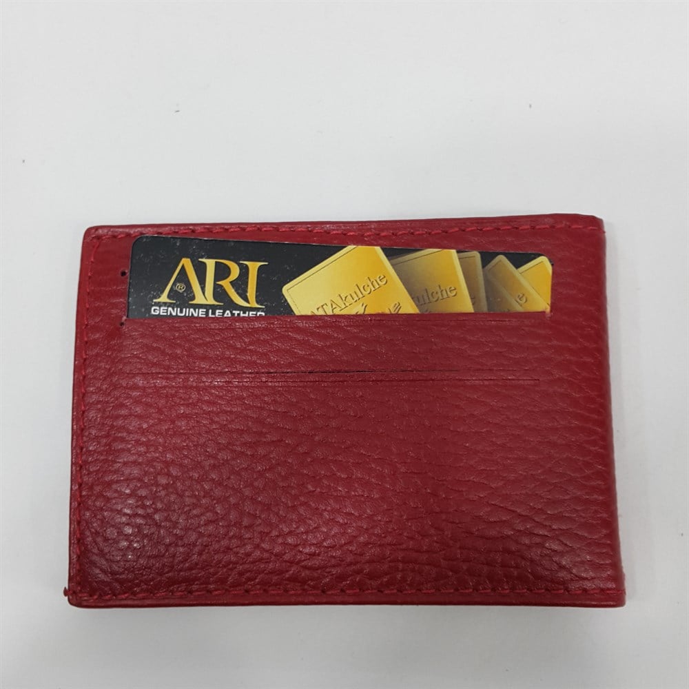 Siyah-Taba-Kırmızı-Kahve Renkte Arkası Kart Bölmeli Yatay Model Hakiki Deri Kartlık