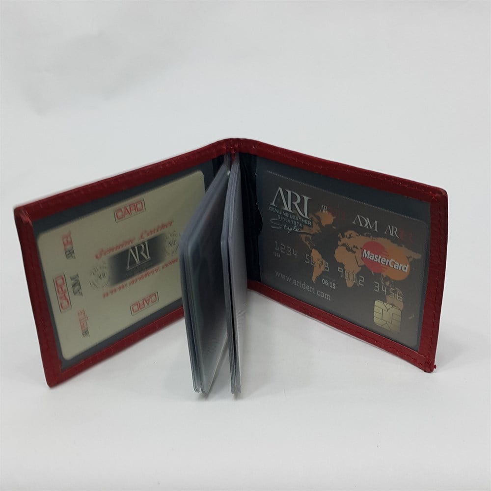 Siyah-Taba-Kırmızı-Kahve Renkte Arkası Kart Bölmeli Yatay Model Hakiki Deri Kartlık