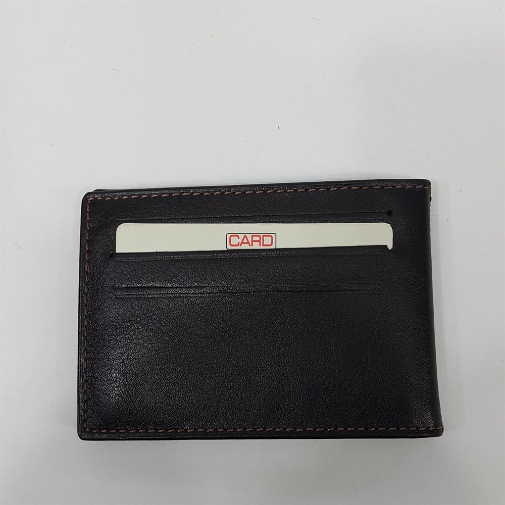 Siyah-Taba-Kırmızı-Kahve Renkte Arkası Kart Bölmeli Yatay Model Hakiki Deri Kartlık