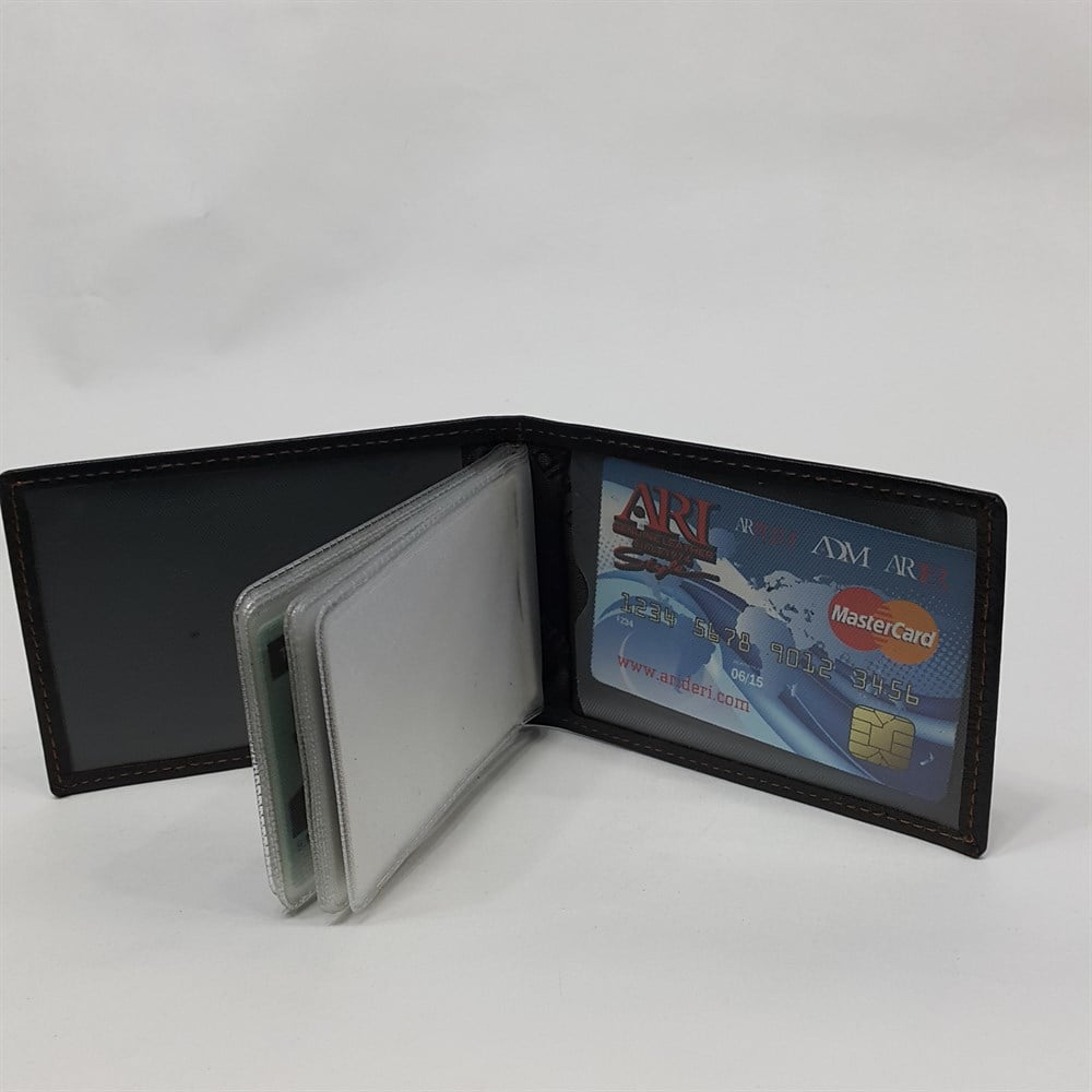 Siyah-Taba-Kırmızı-Kahve Renkte Arkası Kart Bölmeli Yatay Model Hakiki Deri Kartlık