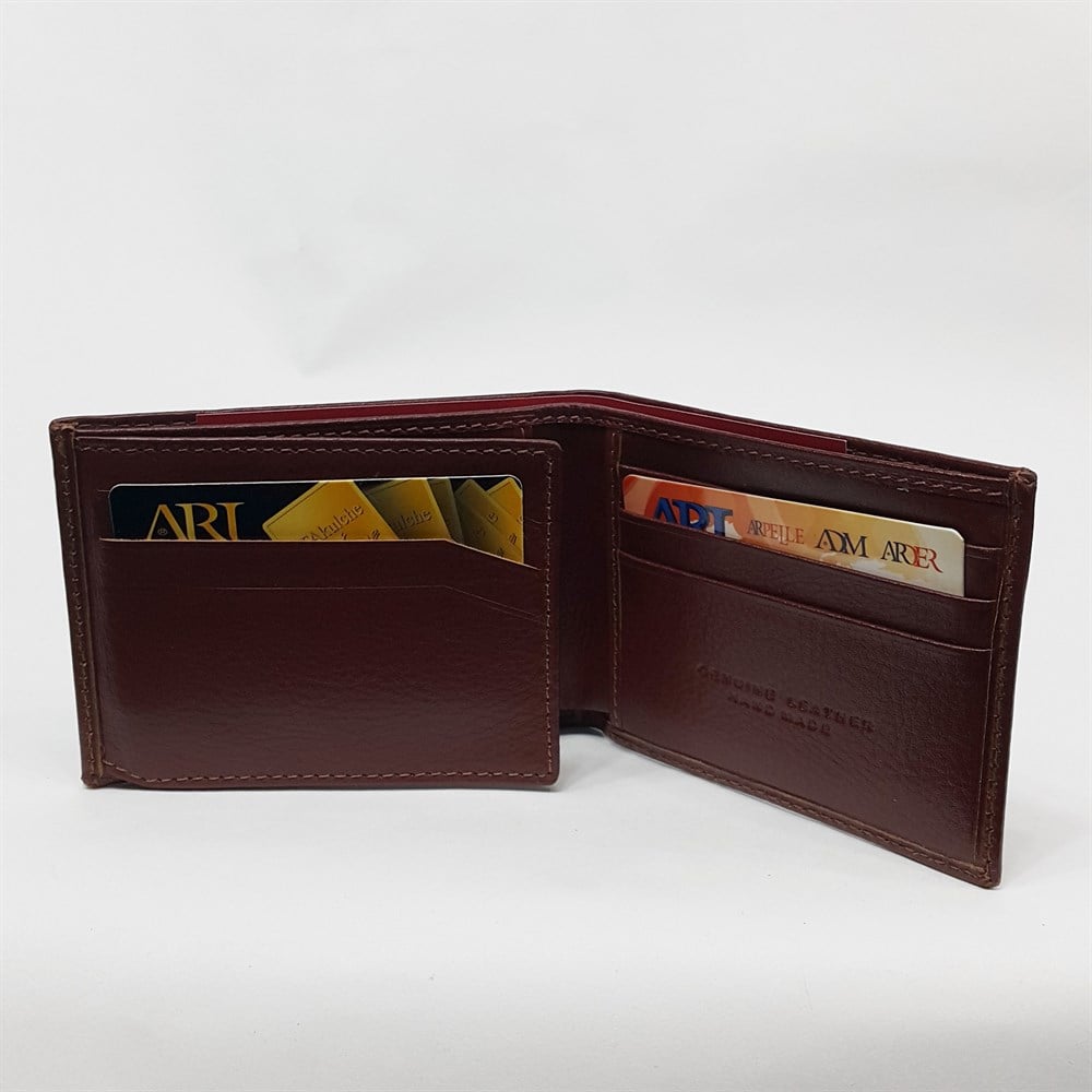 Siyah-Taba Renkte Kartlık, Kimlik Ve Ehliyet Bölmeli Yatay Model Deri Cüzdan