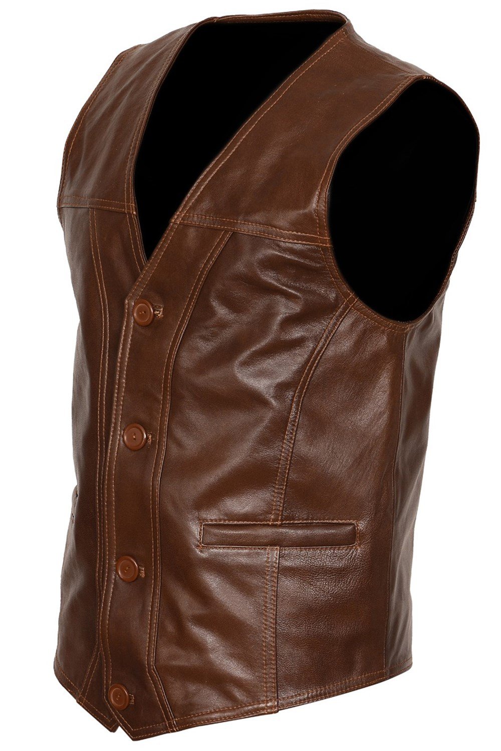 Spor Erkek Kahverengi Deri Yelek