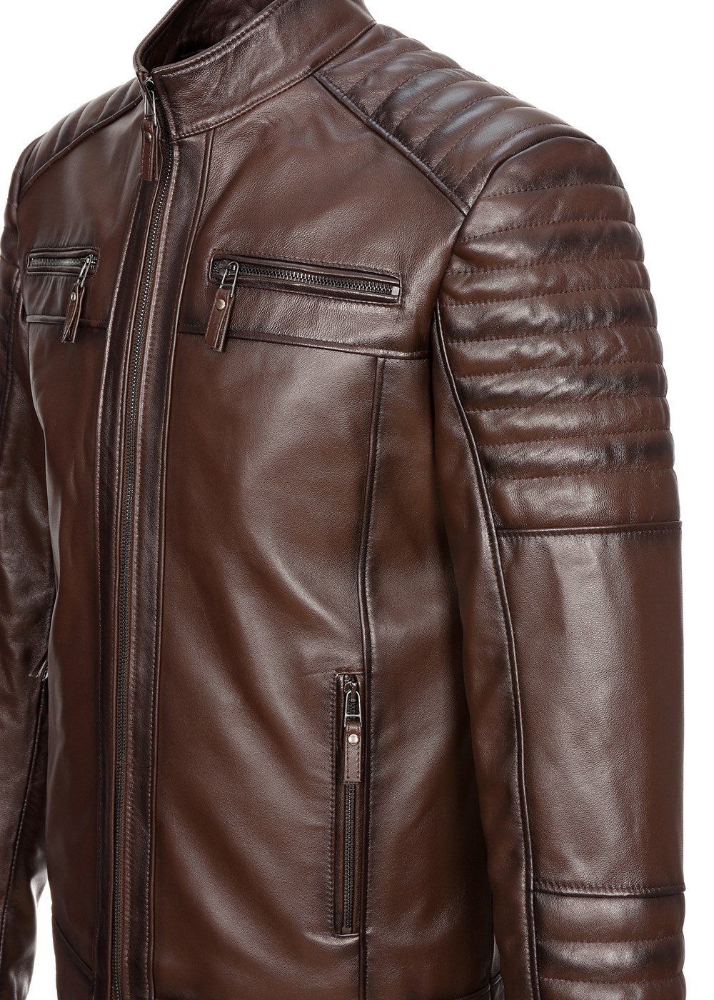 Spor Model Erkek Deri Mont Fındık Renk 