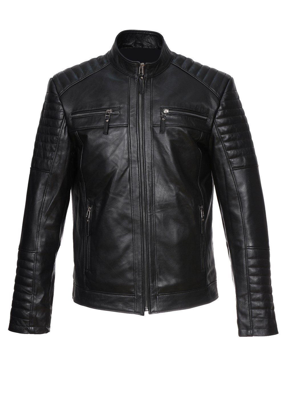 Spor Model Erkek Deri Mont Siyah Renk