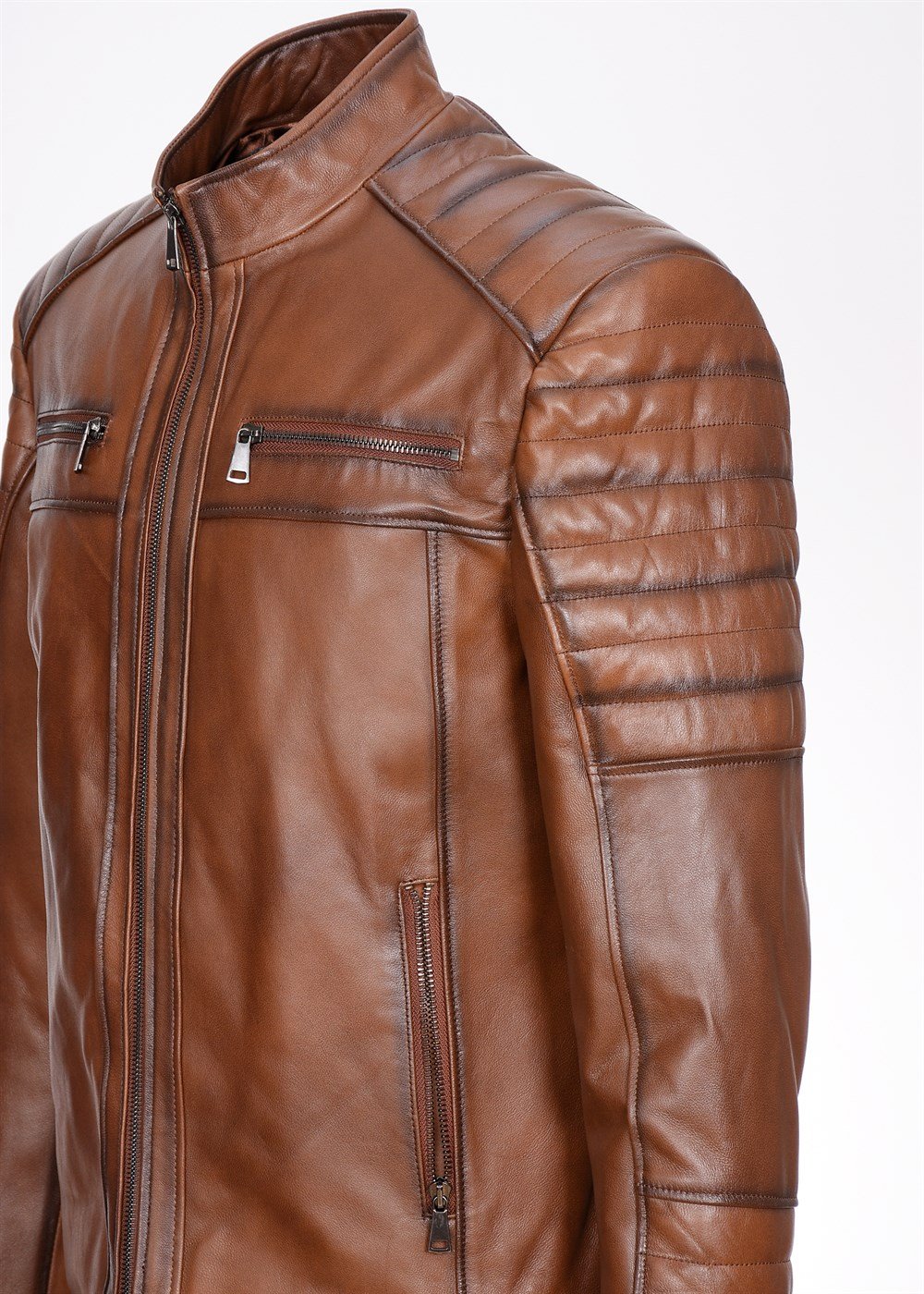 Spor Model Erkek Deri Mont Taba Renk