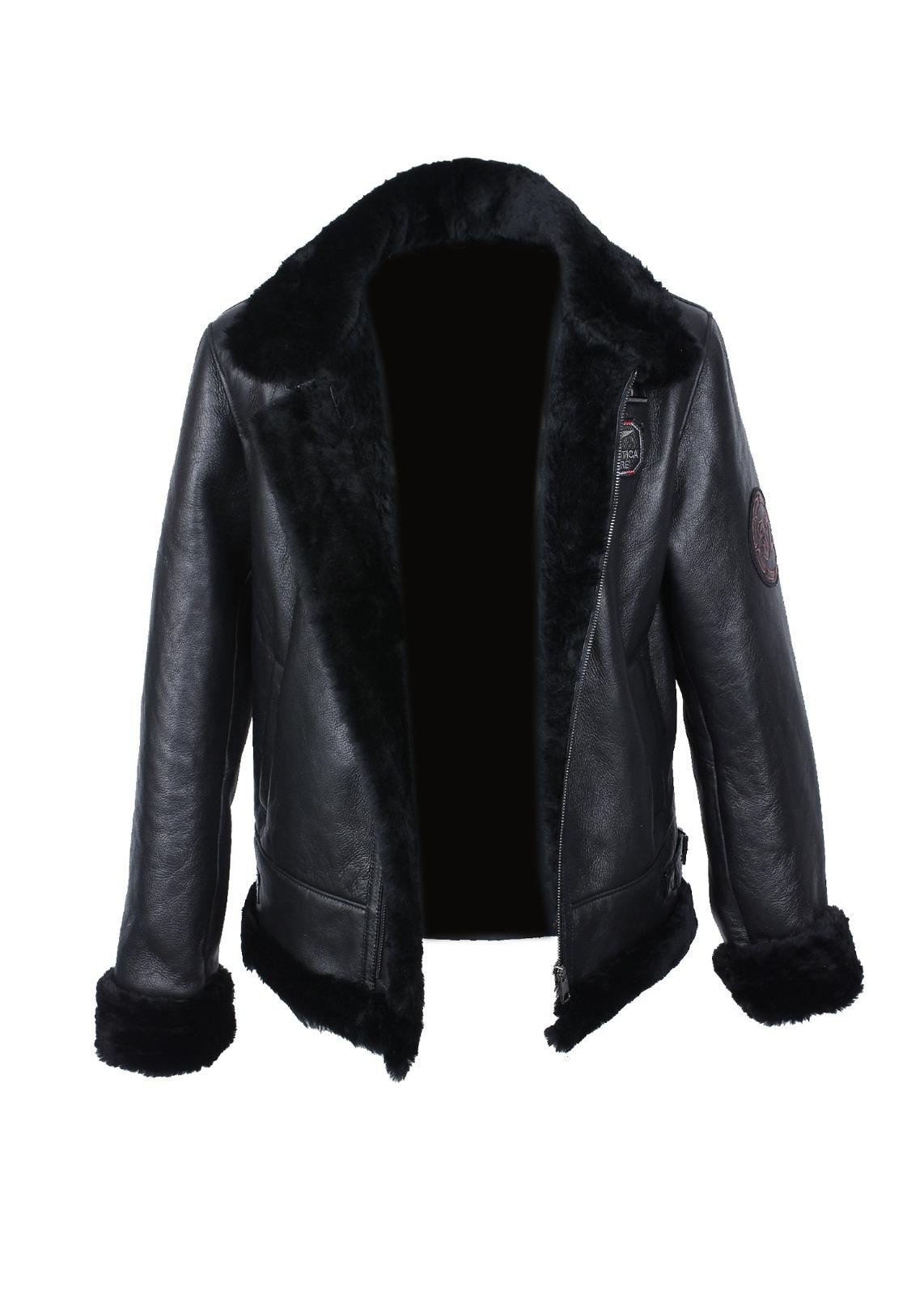 Spor Pilot Model Erkek Deri Mont Siyah Renk