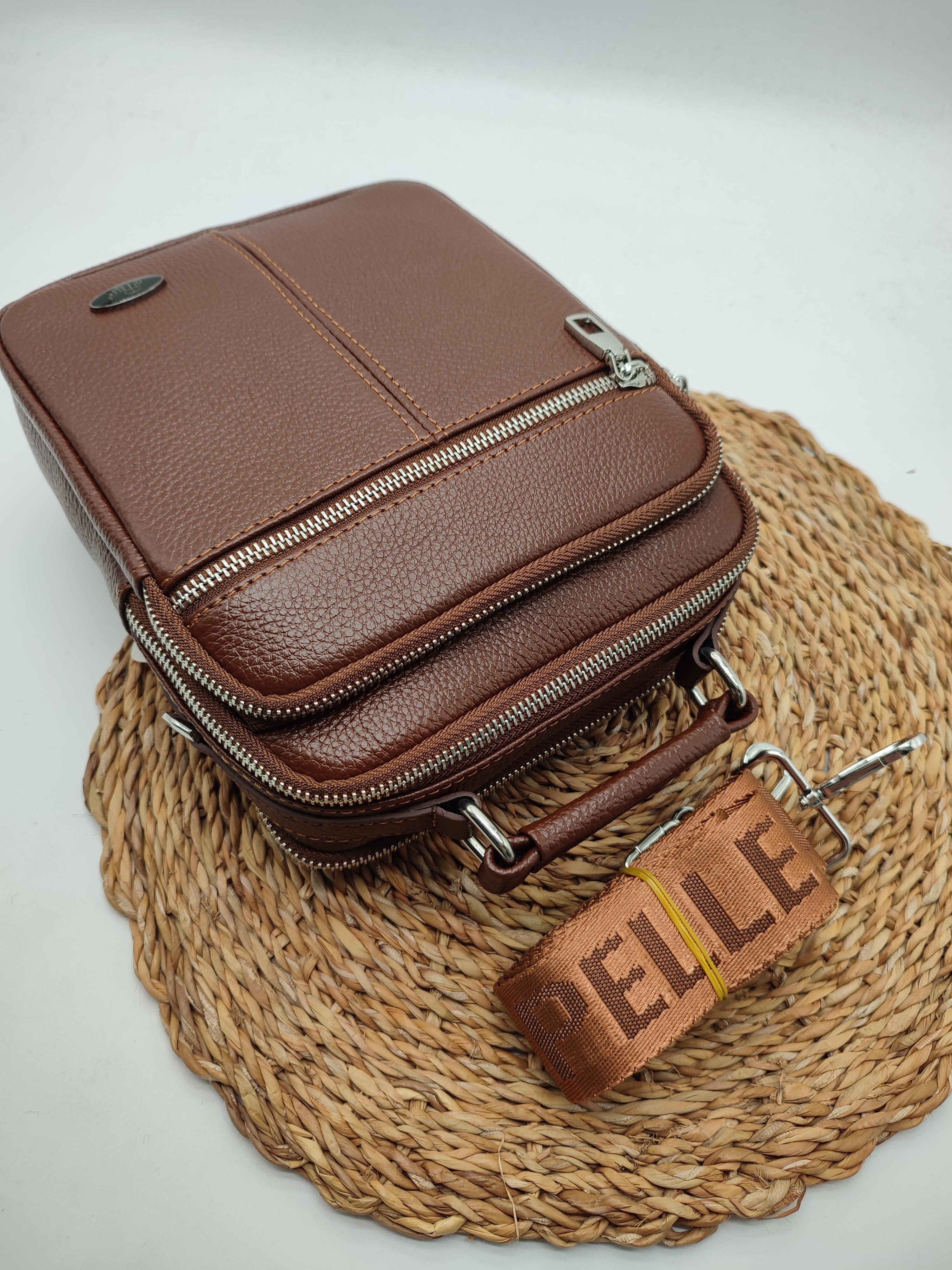 Taba Renk Büyük Boy Deri El ve Omuz Çantası 