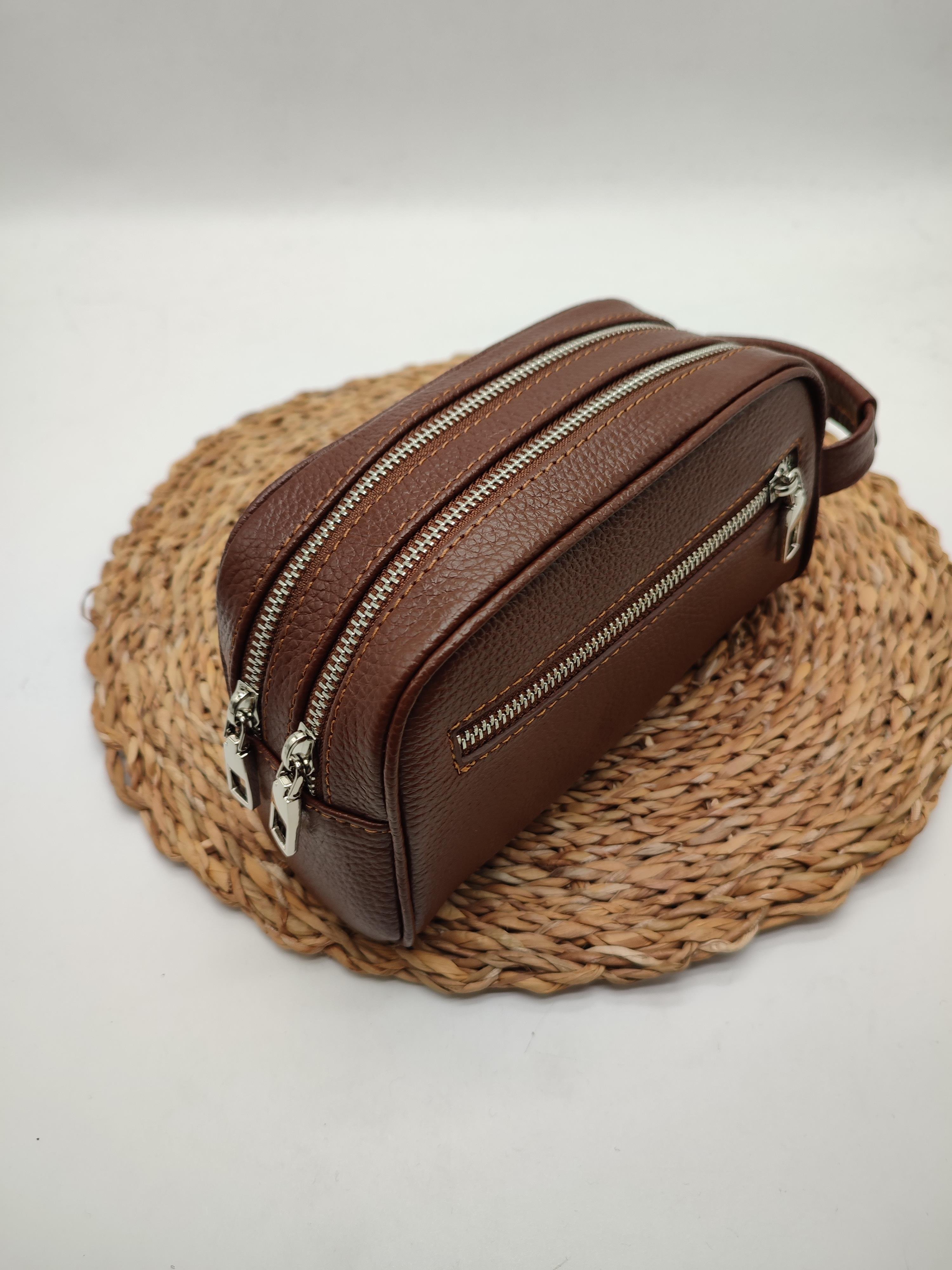 Taba Renk Deri El Çantası