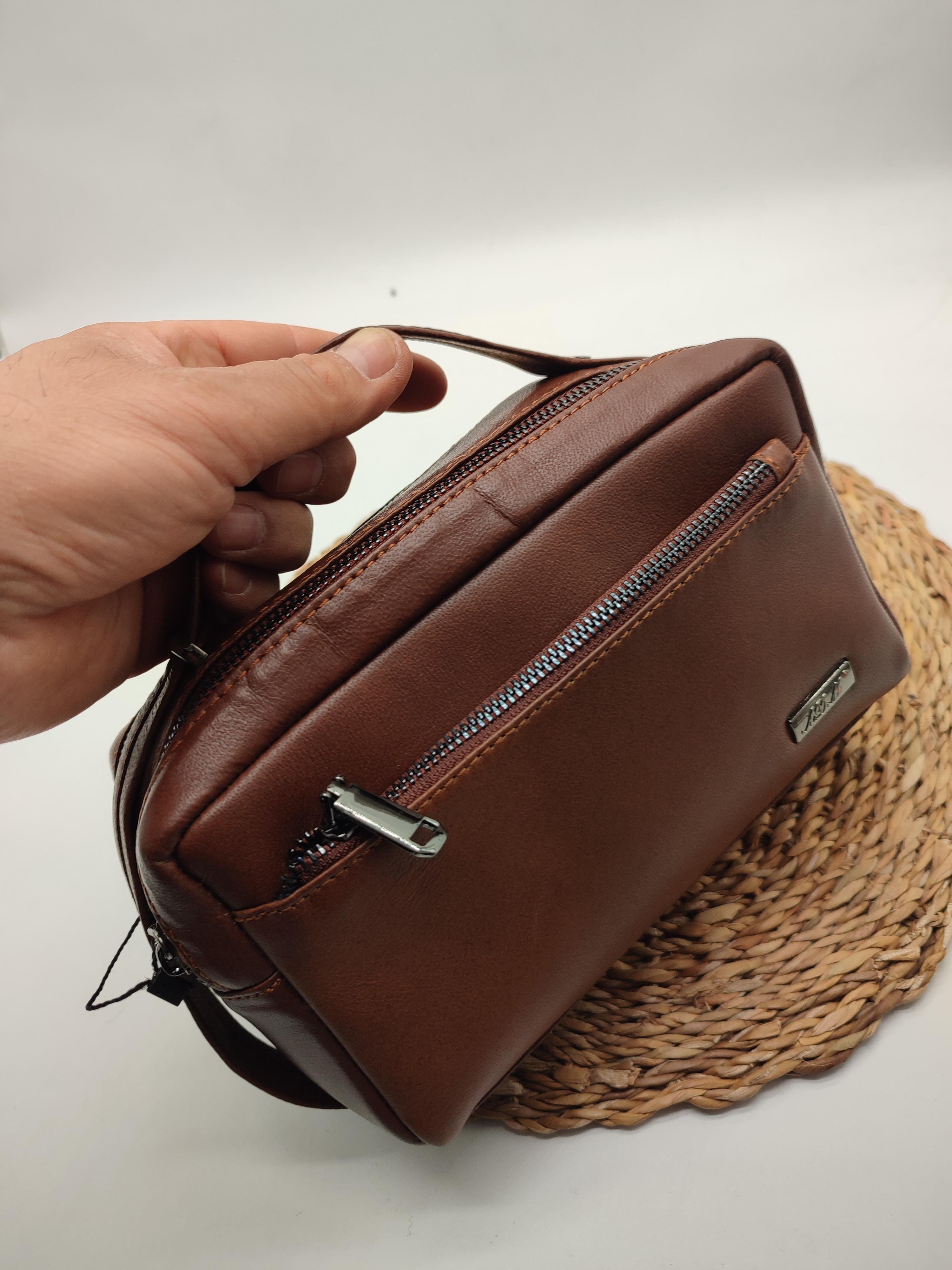 Taba Renk Deri El Tutma Çantası