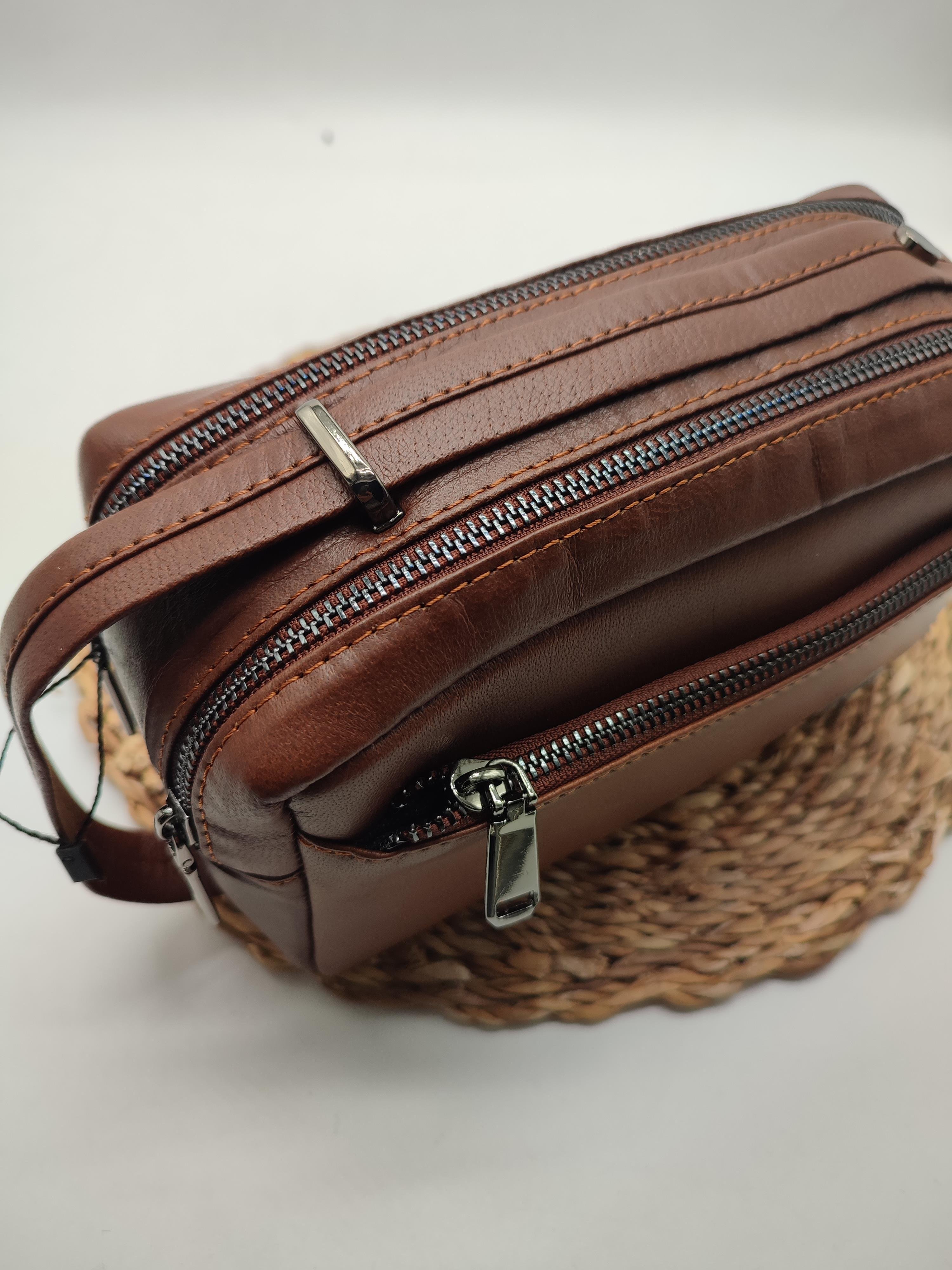 Taba Renk Deri El Tutma Çantası