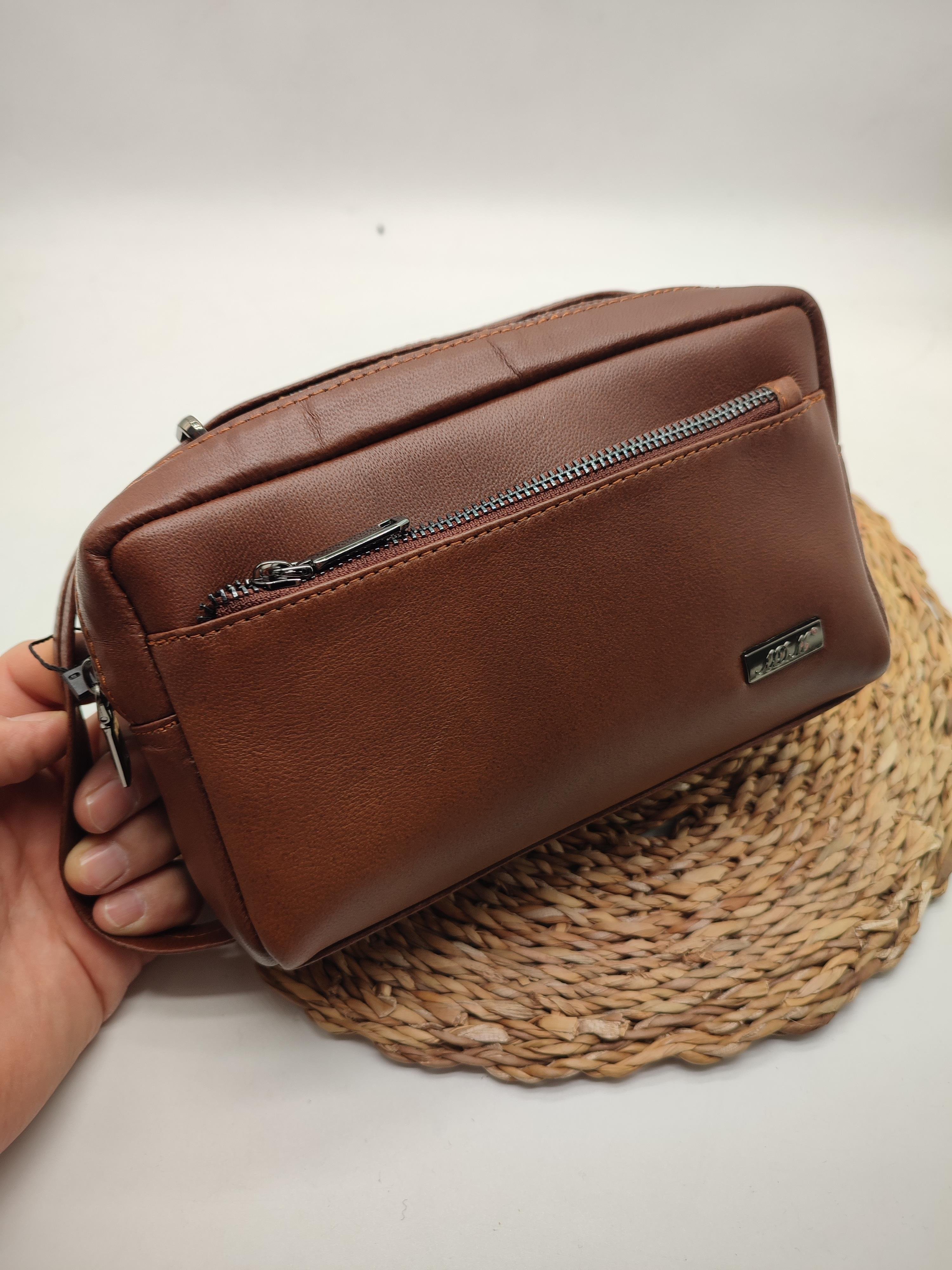 Taba Renk Deri El Tutma Çantası