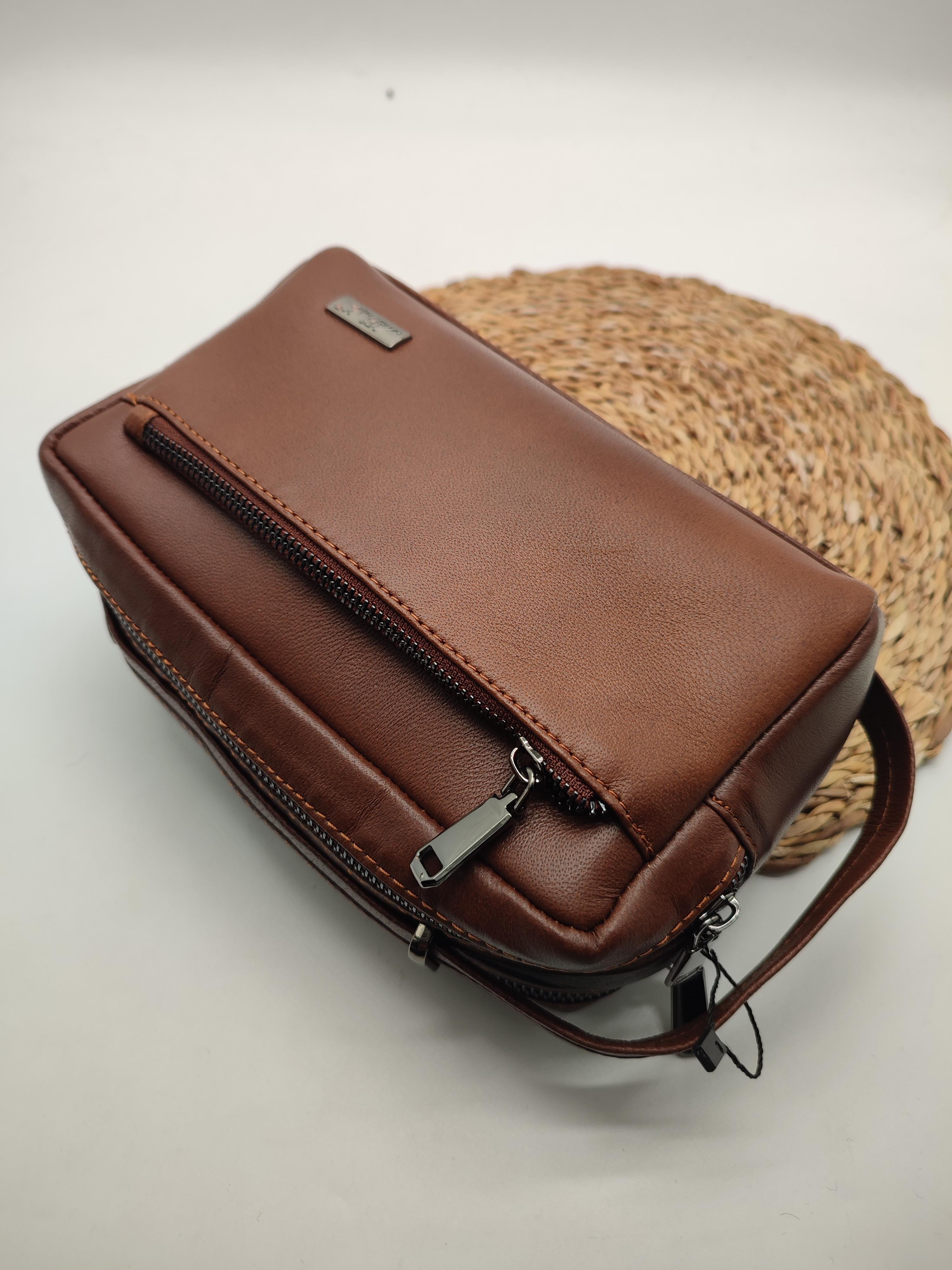 Taba Renk Deri El Tutma Çantası