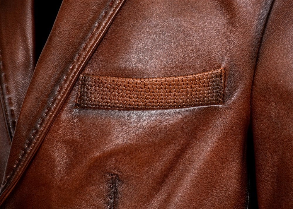 Taba Renk Desenli Düğmeli Model Deri Mont