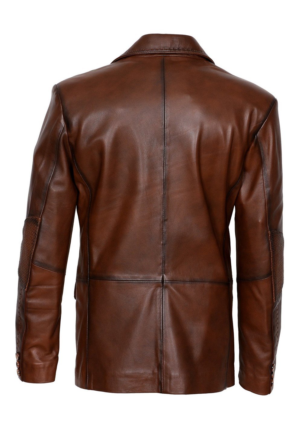 Taba Renk Desenli Düğmeli Model Deri Mont