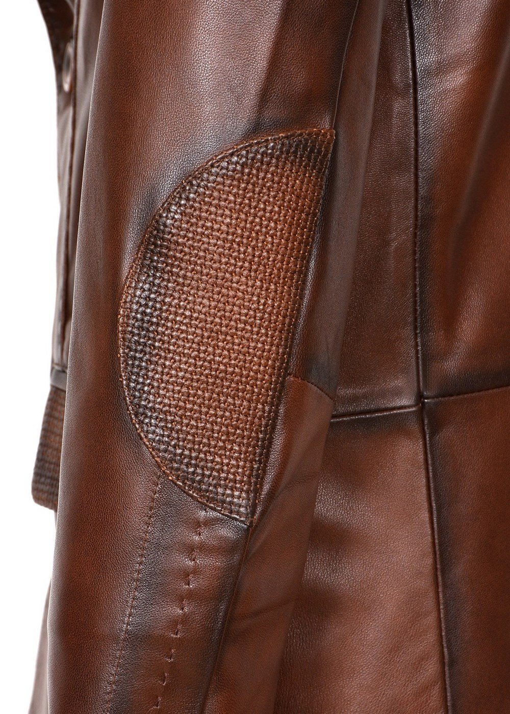 Taba Renk Desenli Düğmeli Model Deri Mont