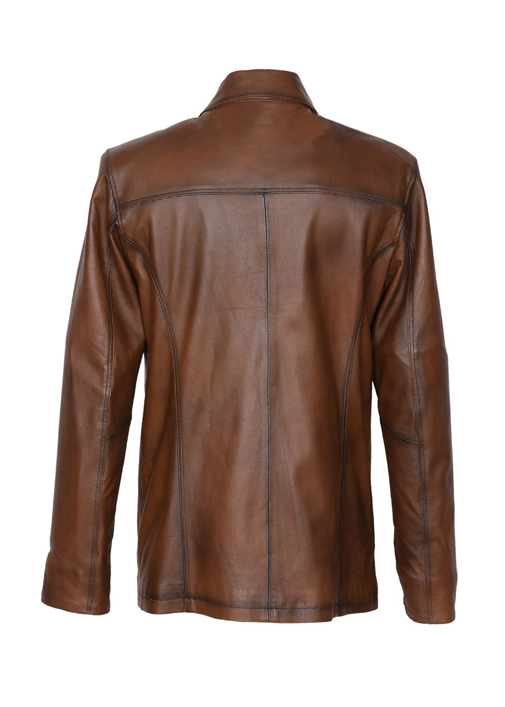 Taba Renk Klasik Görünümünde Spor Deri Mont