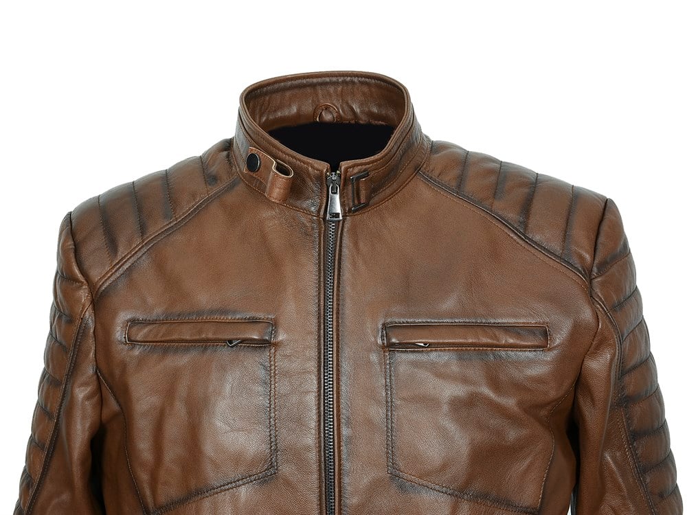 Taba Renk Kol ve Omuz İşlemeli Spor Model Erkek Mont 