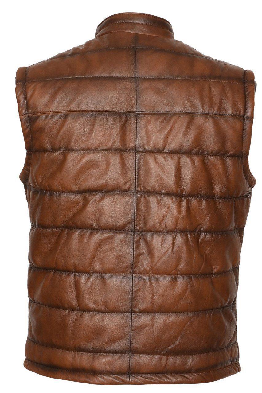 Taba Renk Şişme Spor Erkek Deri Yelek