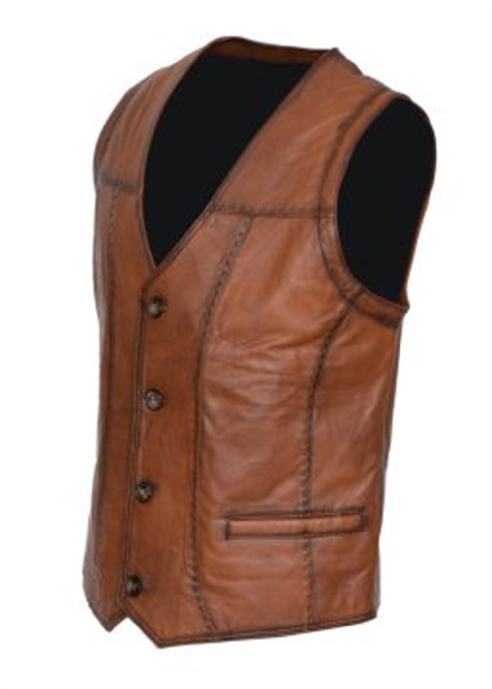 Taba Renk Spor Kesim Erkek Deri Yelek