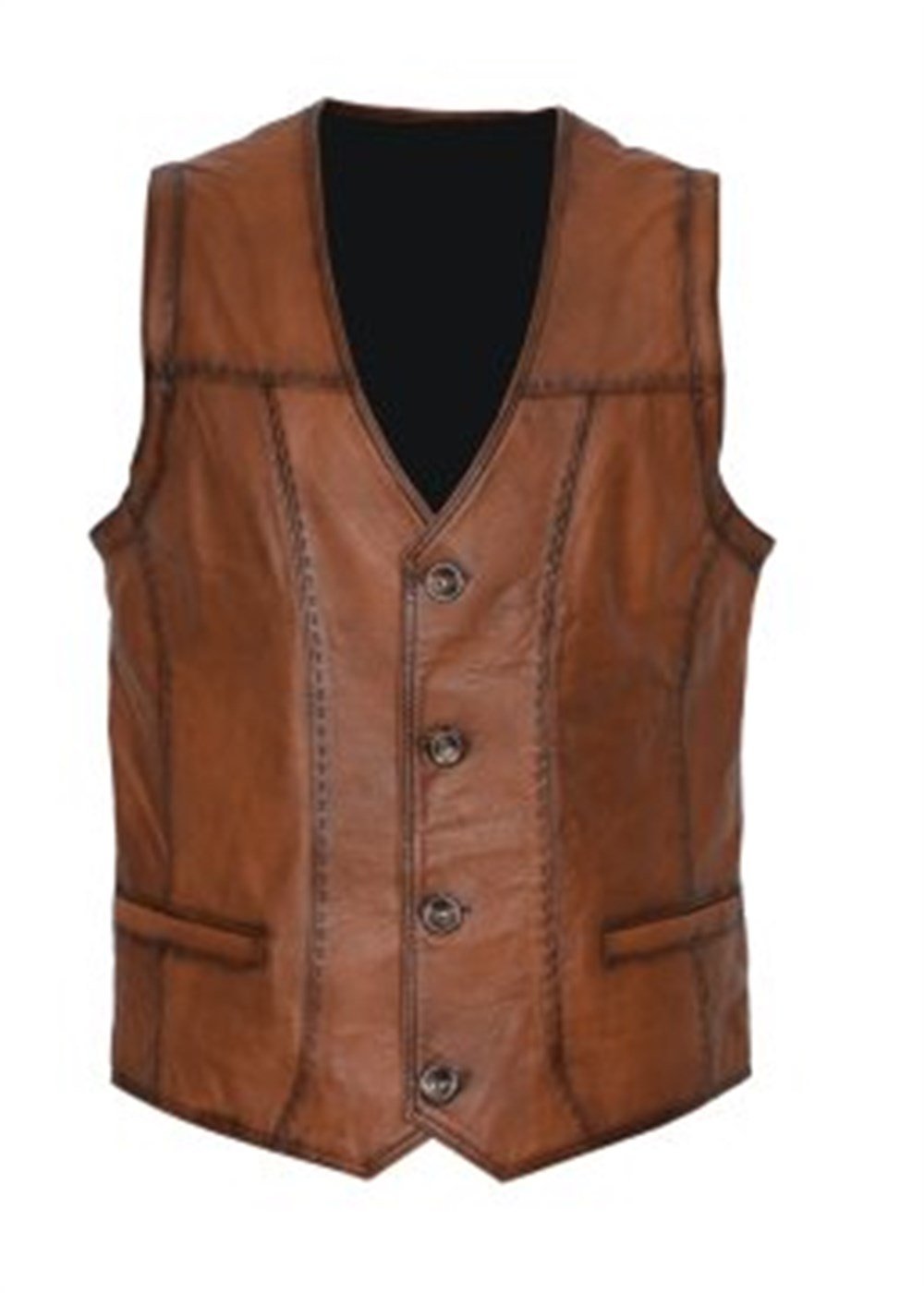 Taba Renk Spor Kesim Erkek Deri Yelek