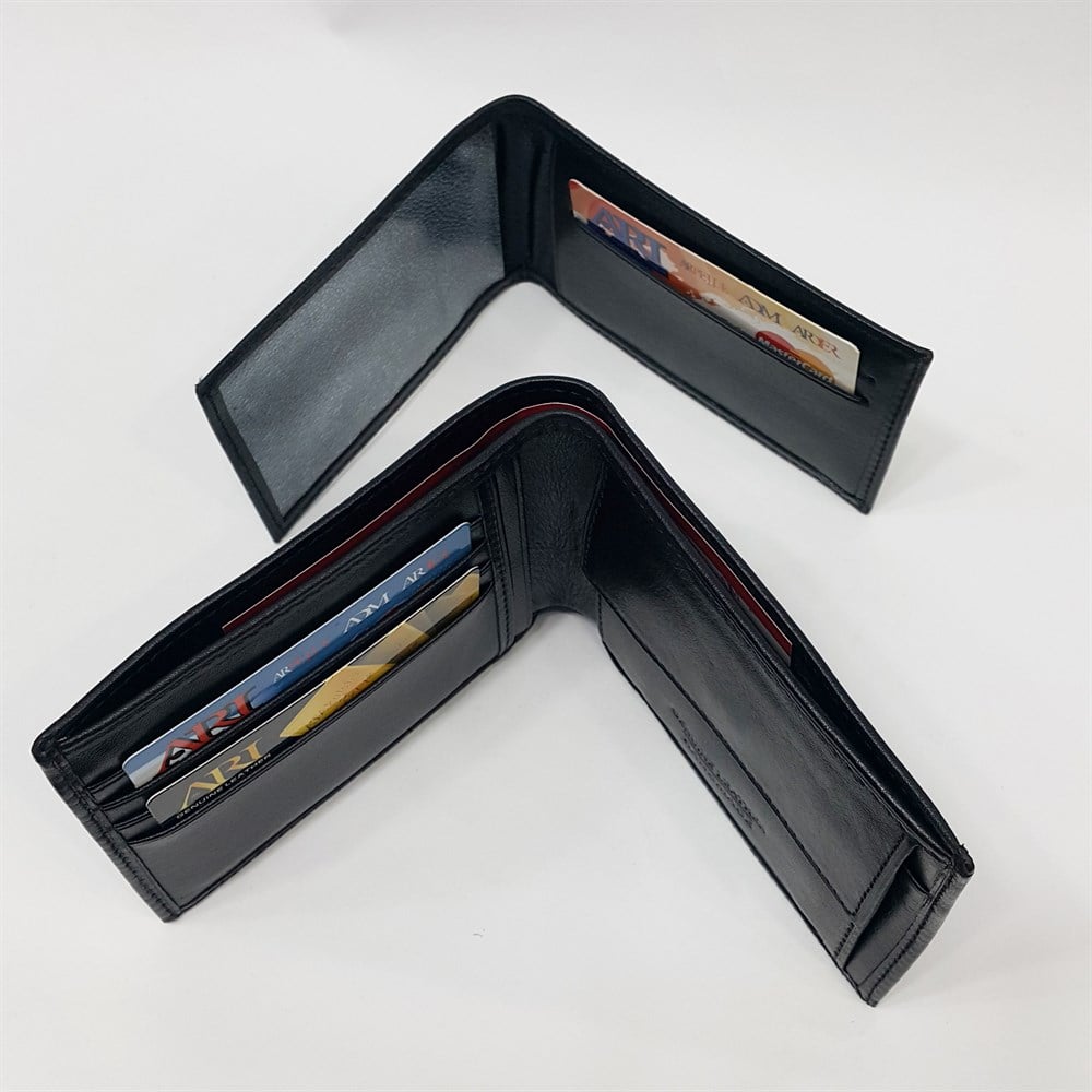 Taba-Siyah-Kahve Renkte Kartlık, Kimlik Bölmeli Ayrılan İç Bölmeli Deri Cüzdan Arpelle