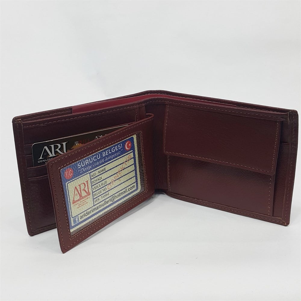 Taba-Siyah-Kahve Renkte Kartlık, Kimlik Bölmeli Ayrılan İç Bölmeli Deri Cüzdan Arpelle