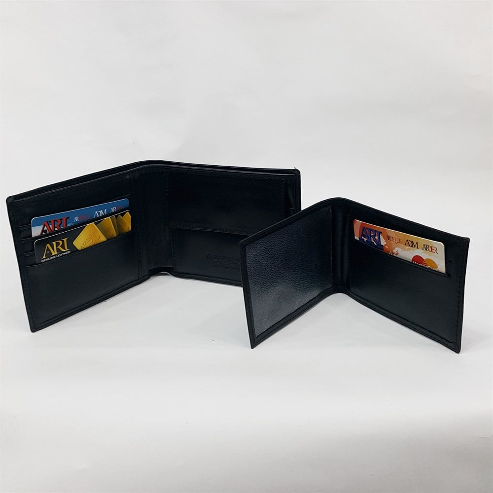 Taba-Siyah-Kahve Renkte Kartlık, Kimlik Bölmeli Ayrılan İç Bölmeli Deri Cüzdan Arpelle