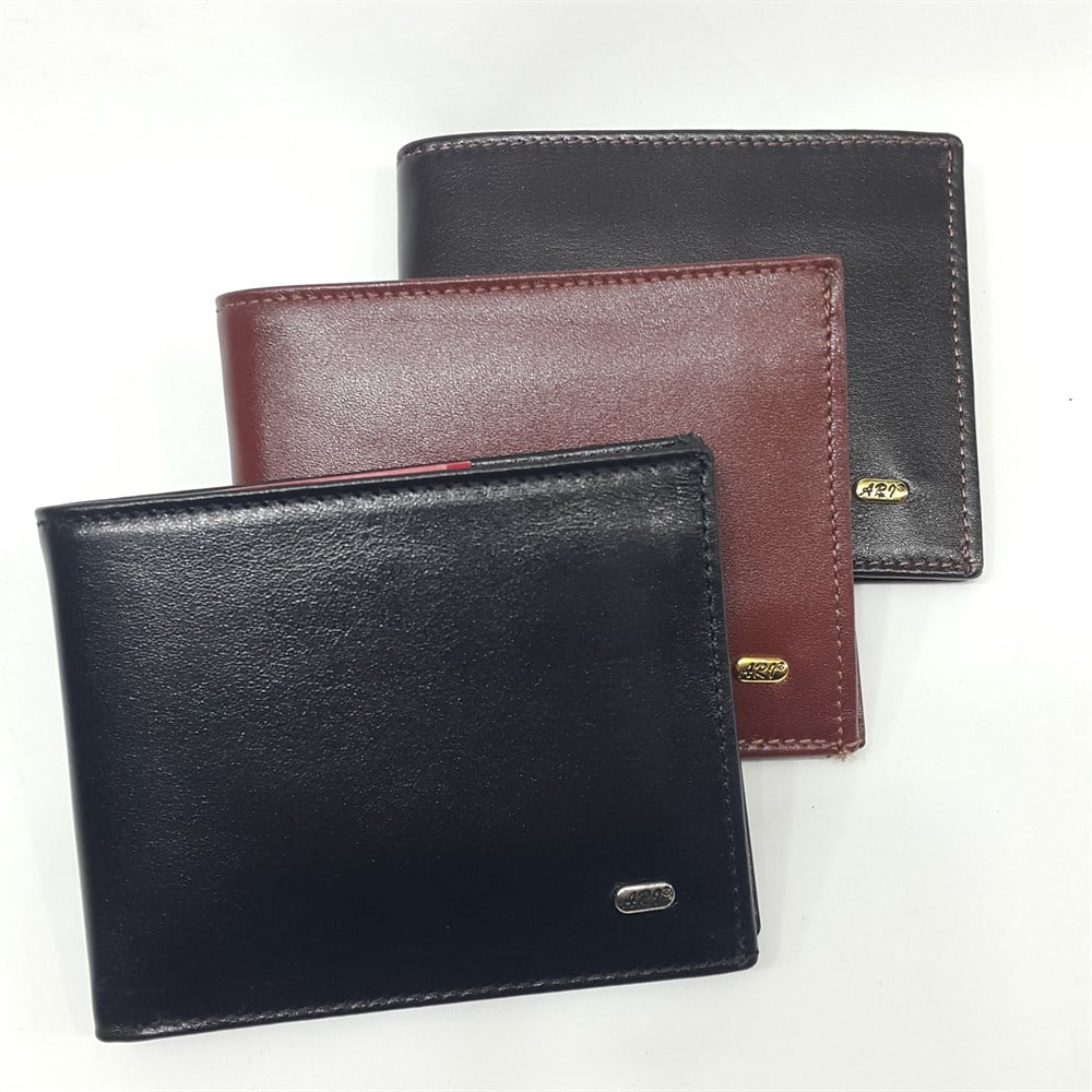 Taba-Siyah-Kahve Renkte Kartlık, Kimlik Ve Bozuk Para Bölmeli Yatay Deri Cüzdan