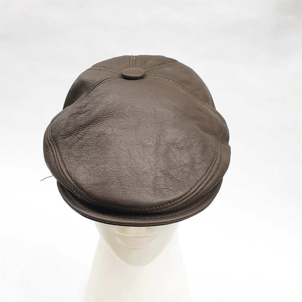 Tek Parça Deri Kürk Kasket Kahve Renk