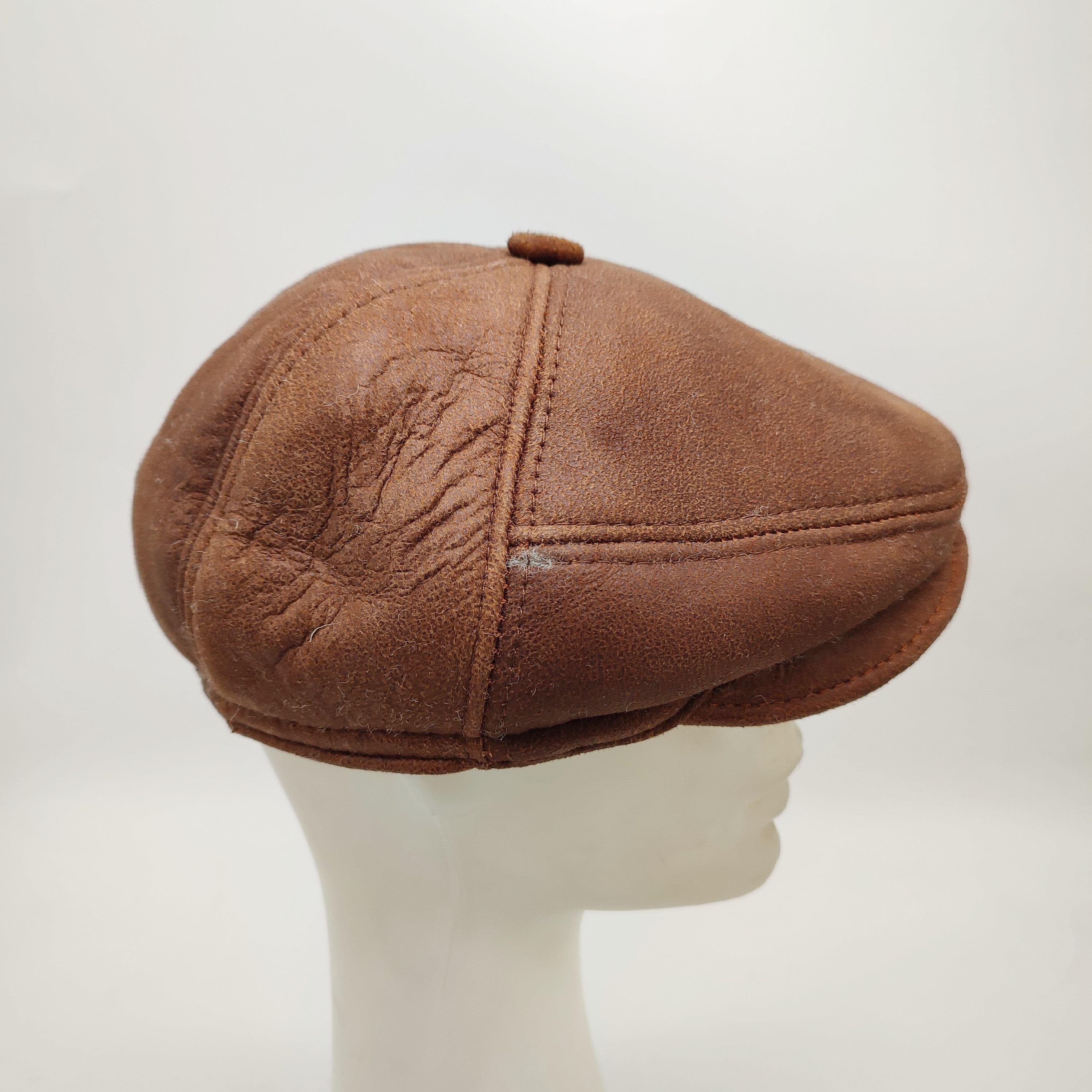 Tek Parça Deri Kürk Kasket Taba Renk