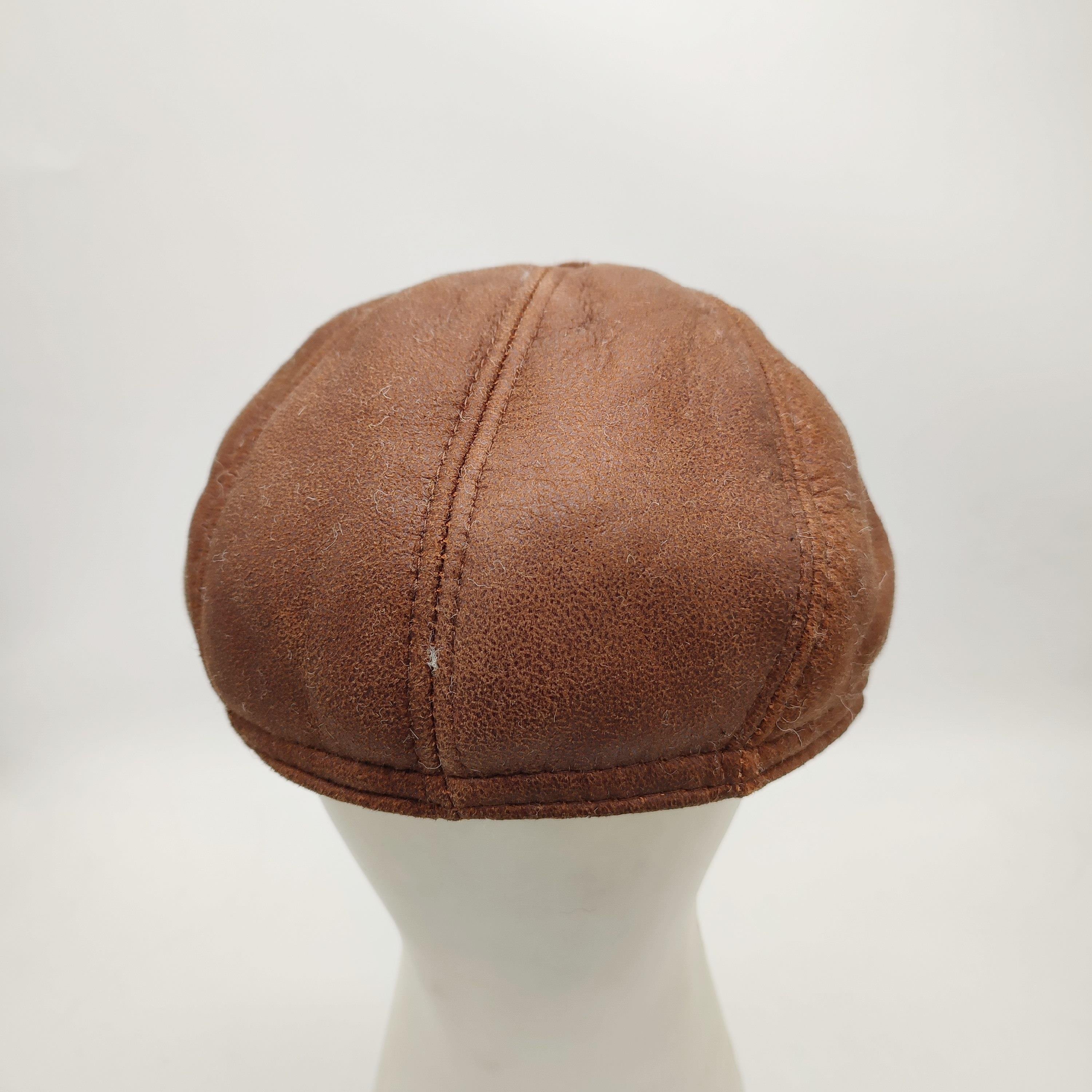 Tek Parça Deri Kürk Kasket Taba Renk