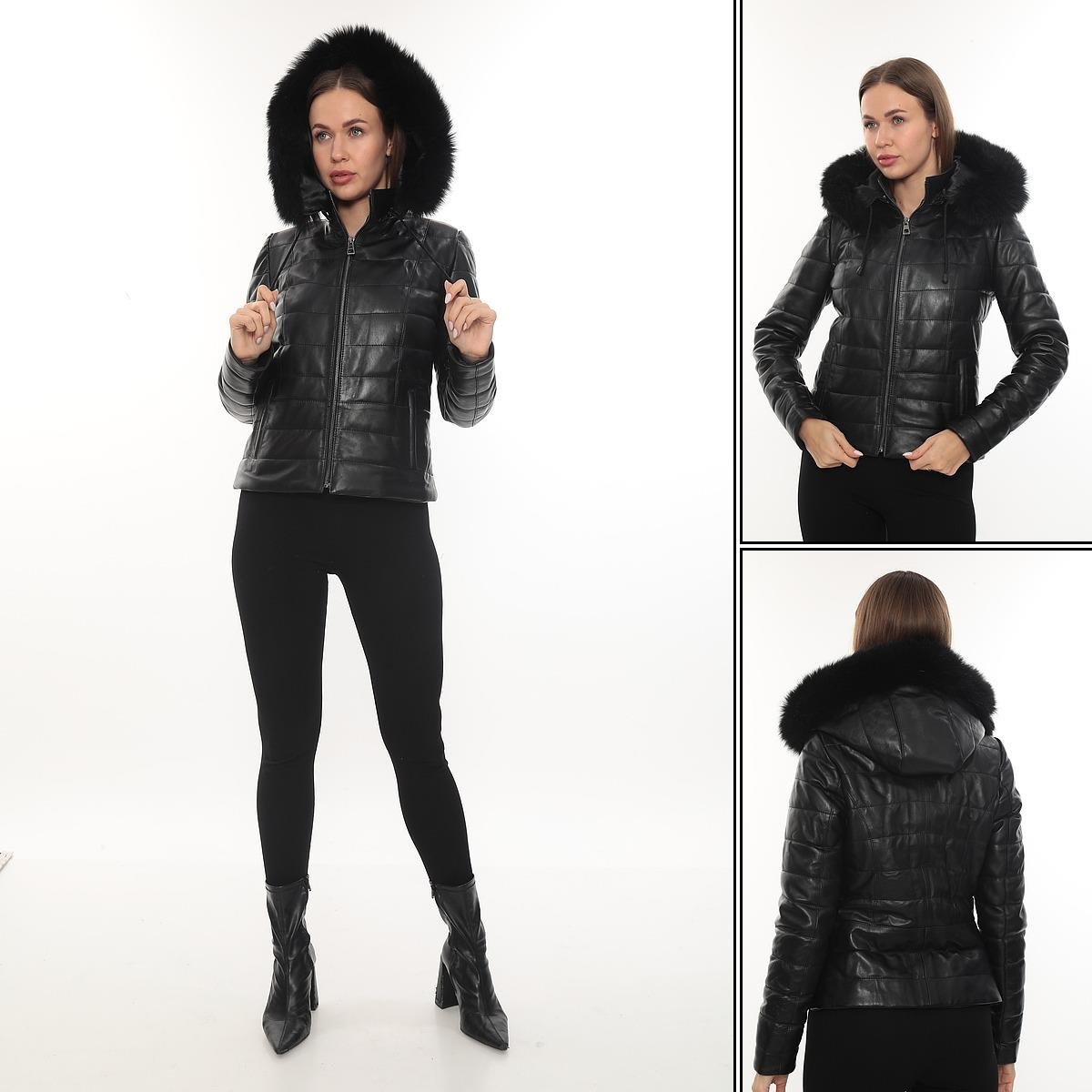 Tüylü Kapişonlu Kısa Model Şişme Kadın Mont 