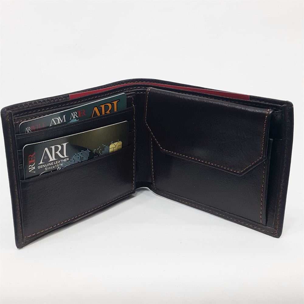 yatay erkek deri cüzdan bozuk para gözlü