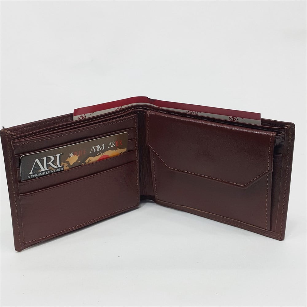 yatay erkek deri cüzdan bozuk para gözlü